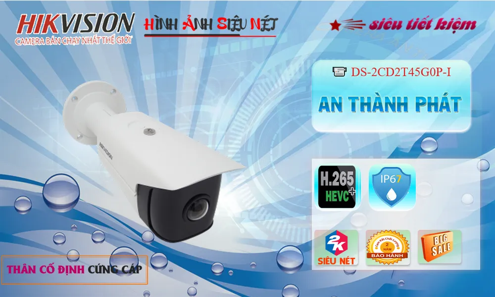 Camera  Hikvision DS-2CD2T45G0P-I Thiết kế Đẹp