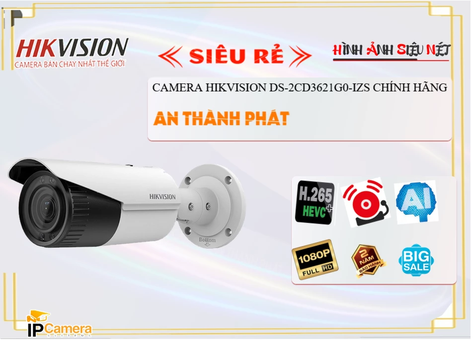 Camera Zoom Auto Hikvision DS-2CD3621G0-IZS,DS 2CD3621G0 IZS,Giá Bán DS-2CD3621G0-IZS Camera An Ninh Thiết kế Đẹp