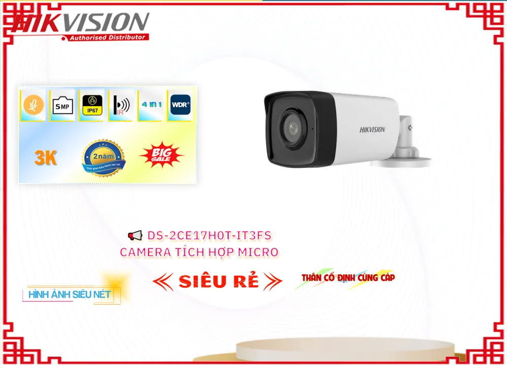 DS-2CE17H0T-IT3FS Camera Thu Âm,Giá DS-2CE17H0T-IT3FS,phân phối DS-2CE17H0T-IT3FS,Camera An Ninh Hikvision