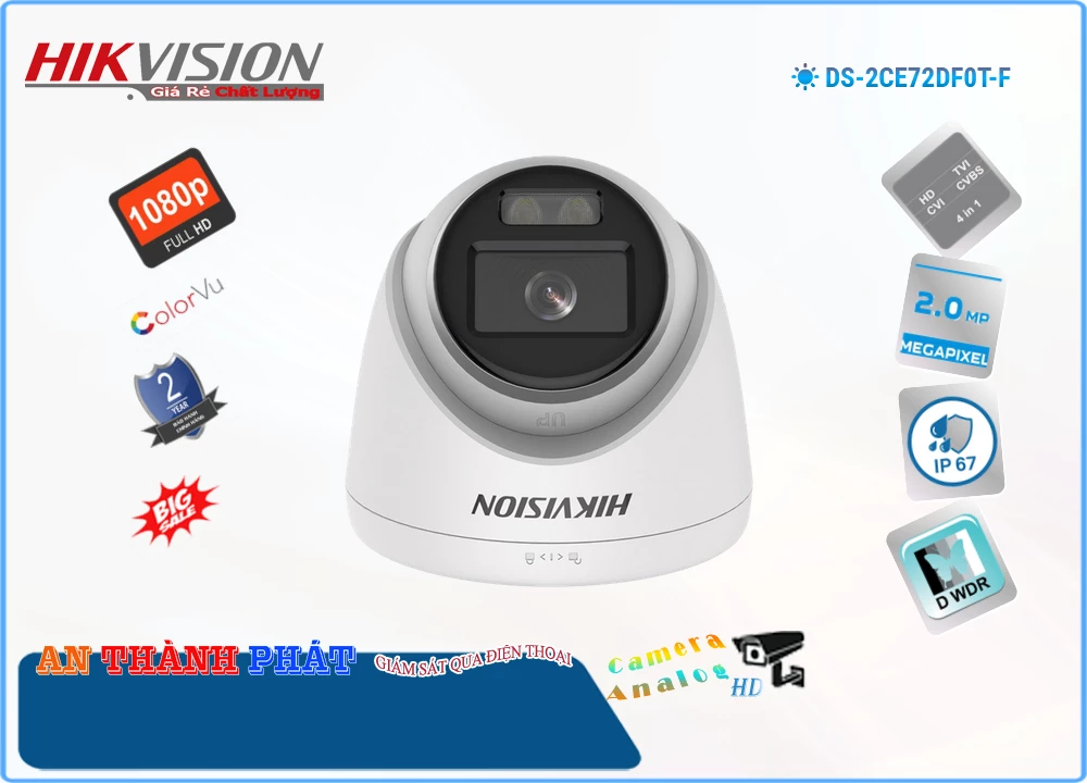 Camera Full Color Hikvision DS-2CE72DF0T-F,Giá DS-2CE72DF0T-F,phân phối DS-2CE72DF0T-F,Camera DS-2CE72DF0T-F Giá rẻ Bán