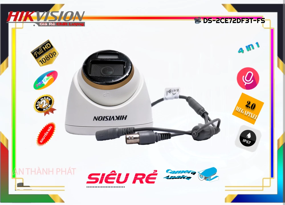 Camera Full Color Hikvision DS-2CE72DF3T-FS,thông số DS-2CE72DF3T-FS, Công Nghệ HD DS-2CE72DF3T-FS Giá rẻ,DS 2CE72DF3T