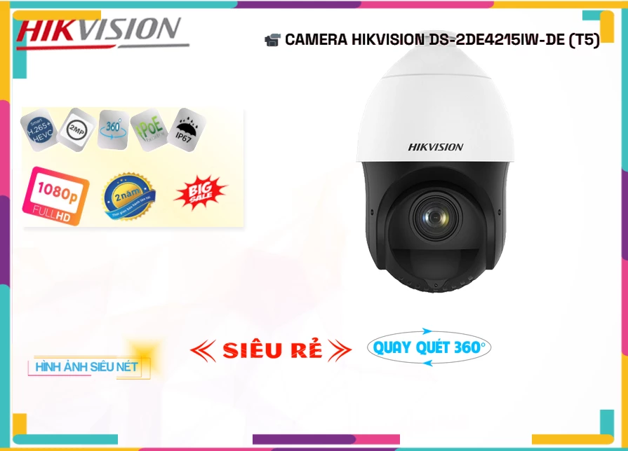 Camera Hikvision DS-2DE4215IW-DE(T5),Giá DS-2DE4215IW-DE(T5),phân phối DS-2DE4215IW-DE(T5),Camera Hikvision
