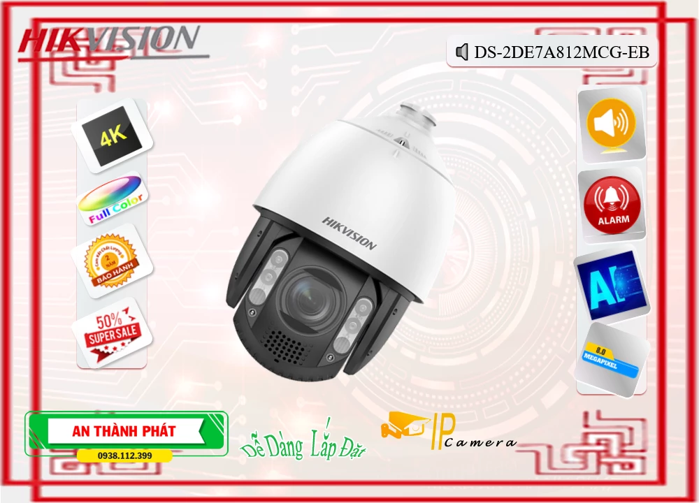 Camera Hikvision DS-2DE7A812MCG-EB,thông số DS-2DE7A812MCG-EB, Ip POE Sắc Nét DS-2DE7A812MCG-EB Giá rẻ,DS 2DE7A812MCG
