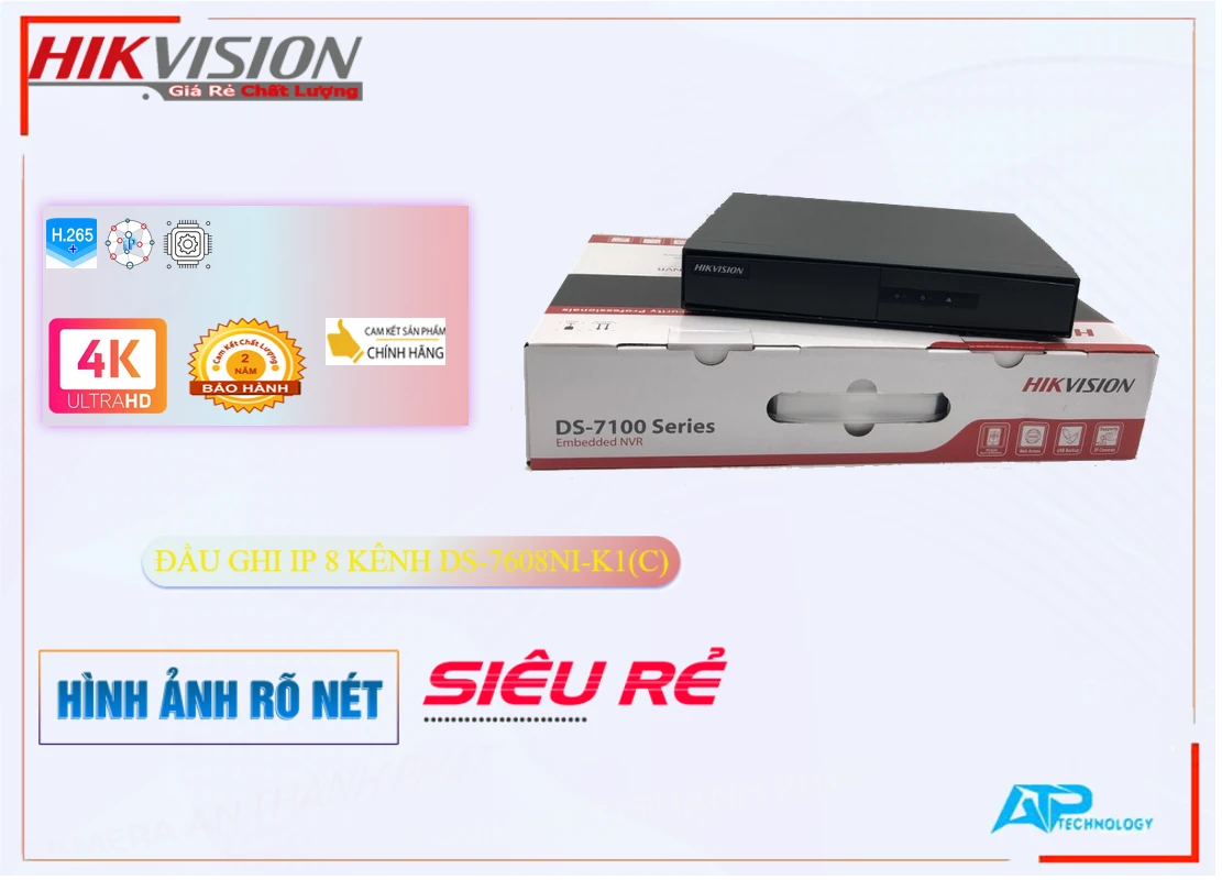 DS 7608NI K1(C),Đầu Ghi Hikvision DS-7608NI-K1(C),Chất Lượng DS-7608NI-K1(C),Giá Công Nghệ IP DS-7608NI-K1(C),phân phối