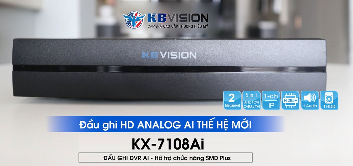Đầu ghi hình camera kbvision KX-7108Ai sử dụng trong bộ lắp camera kbvision 8 mắt