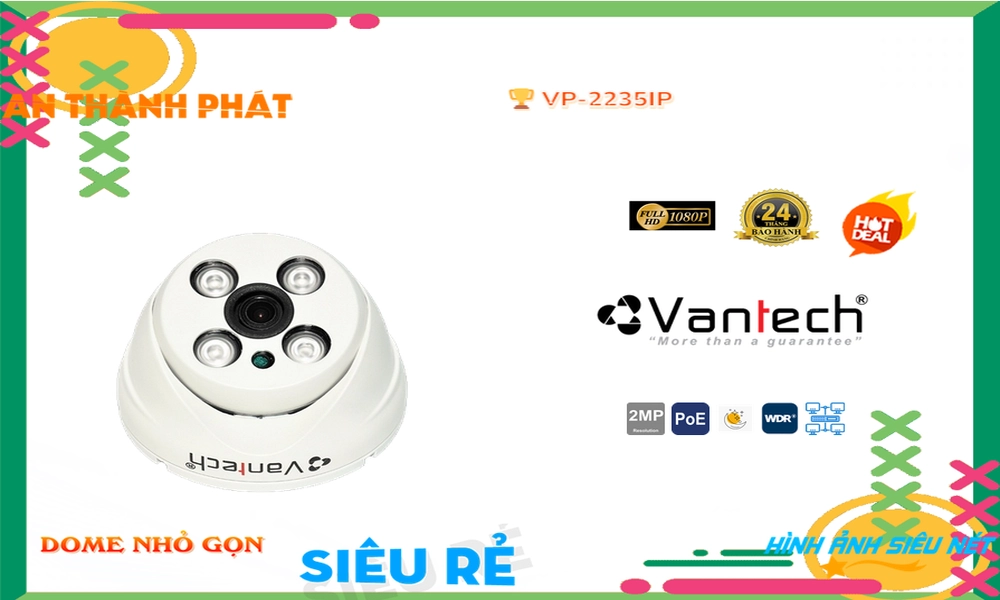VP-2235IP Camera VanTech Công Nghệ Mới ✲,Giá VP-2235IP,VP-2235IP Giá Khuyến Mãi,bán VP-2235IP, Cấp Nguồ Qua Dây Mạng