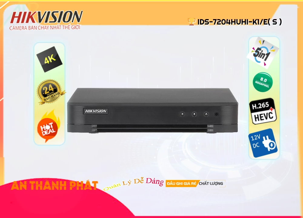 Đầu Ghi Hình 8MP Hikvision iDS-7204HUHI-K1/E(S),Giá HD iDS-7204HUHI-K1/E(S),phân phối